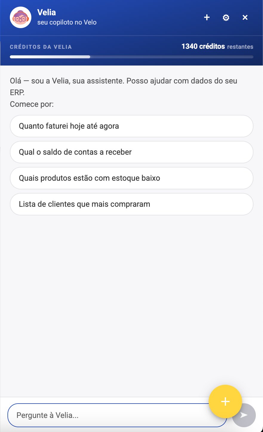 Chat da Velia dentro do sistema